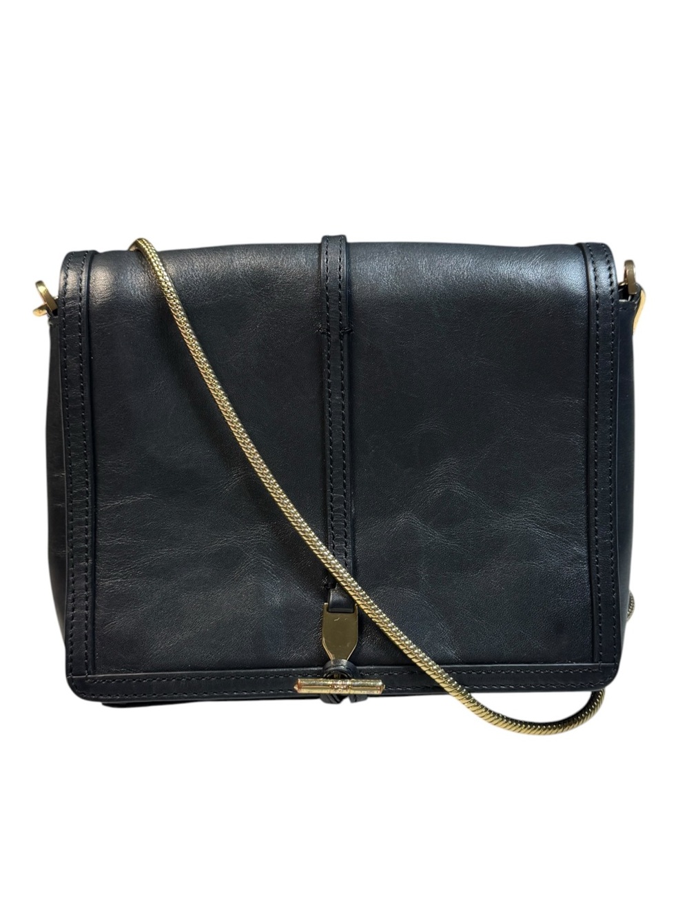 Pour la Victoire Black Leather Square Gold Chain Crossbody Bag